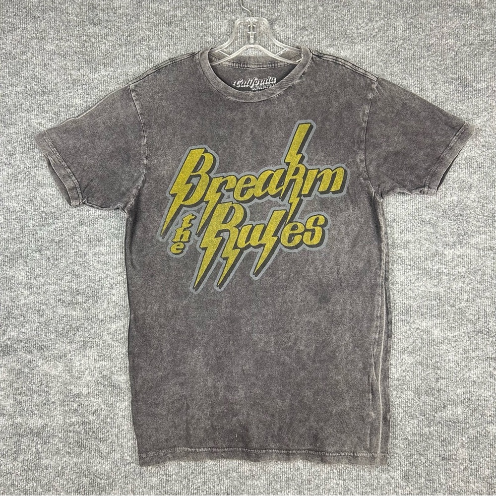 California Retrowear M Unisex Grunge Rocker Acid Wash Lightning Tee